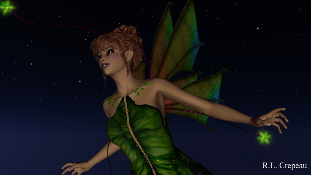 fairy in flight at night